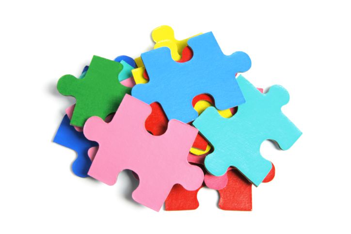 Pile of jigsaw puzzle pieces