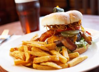 Burger and chips