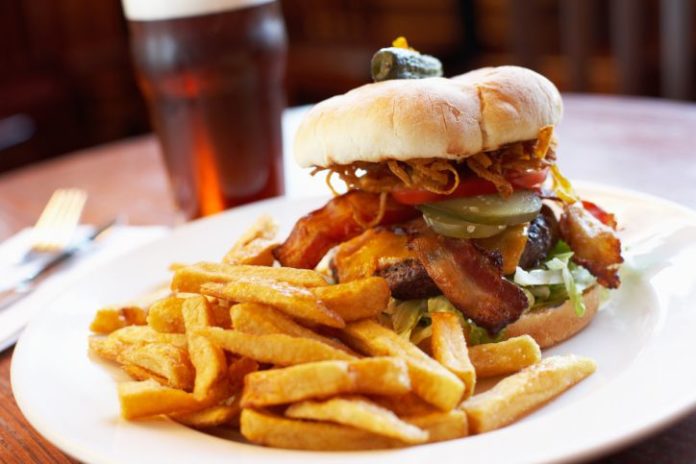 Burger and chips