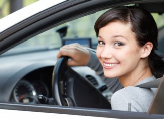 Teenage girl driving