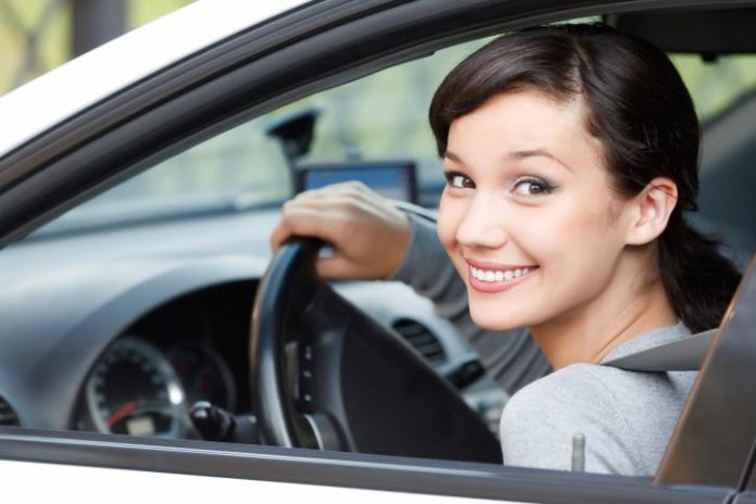 Teenage girl driving