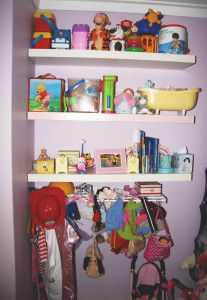 corner shelves and hooks