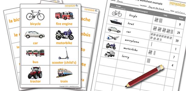 rounded corners Modes Of Transport Flash Cards E.Learning Educational Cards 